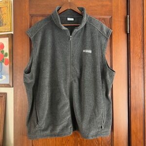 Columbia Mens‎ Fleece Vest Dark Gray Full Zip Pockets Size XXL